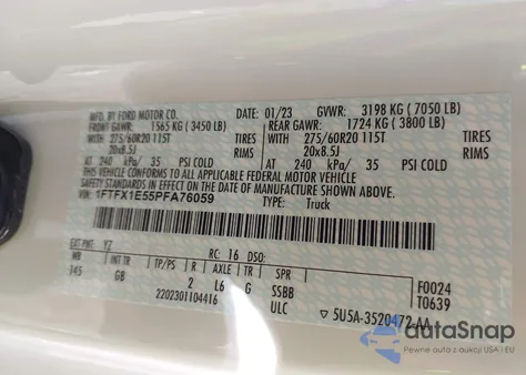 2023 Ford F-150 Xl from USA, damaged, VIN 1FTFX1E55PFA76059